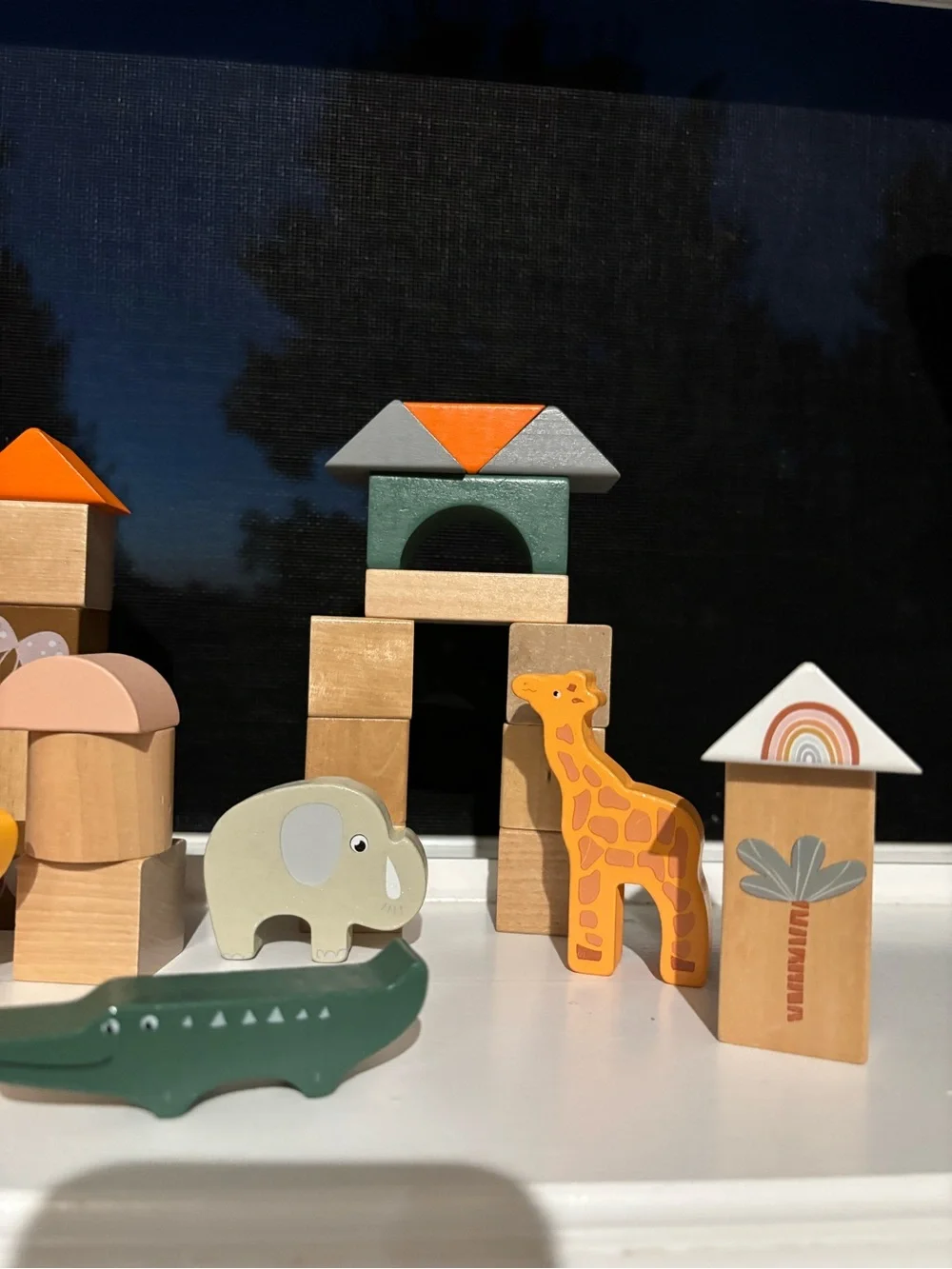 Safari Animal Building Blocks Wooden 50-Piece Set Legler Germany Legler